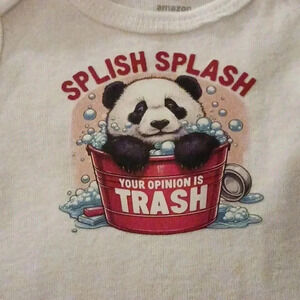 NWOT - Handmade White New Born Bodysuit - Splish Splash Your Opinion Is Trash